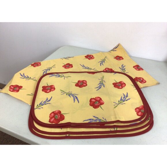 French Country Cottage Floral Placemats Set & Table Runner Designed in France - Picture 1 of 6